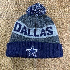 Dallas Cowboys blue and grey pom beanie
